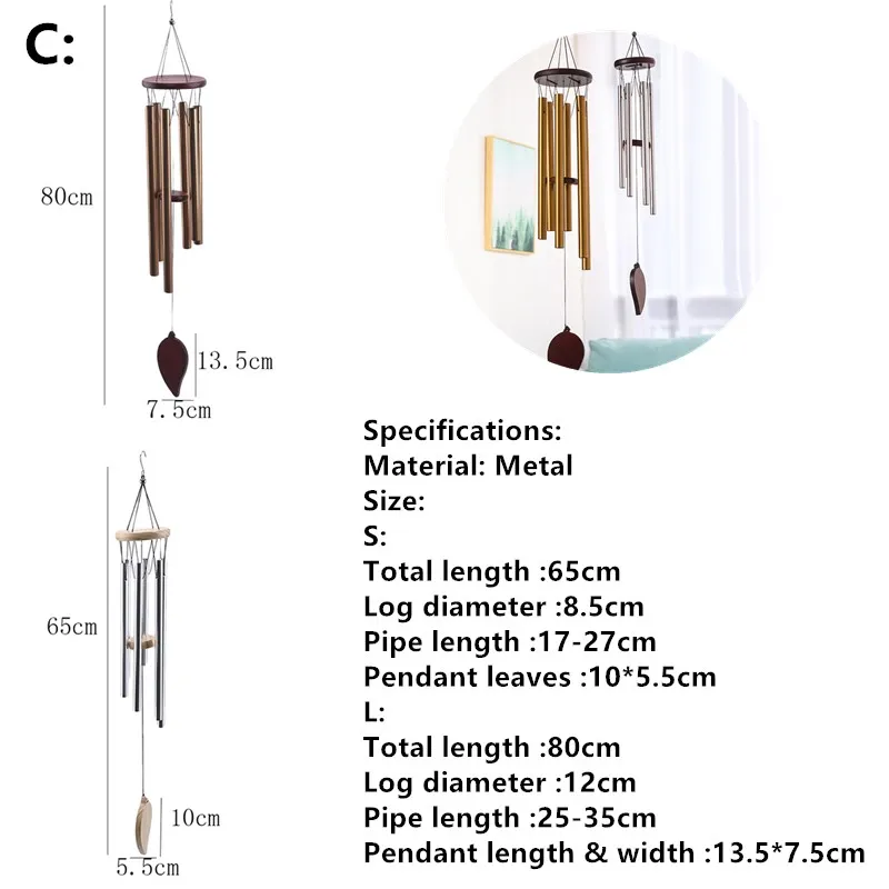 Large Copper Money Wind Chime Pendant - Metal Pipe Wind Chime with Bells and Tubes - Outdoor Yard Garden Home Decoration - Unique Memorial Wind Chimes