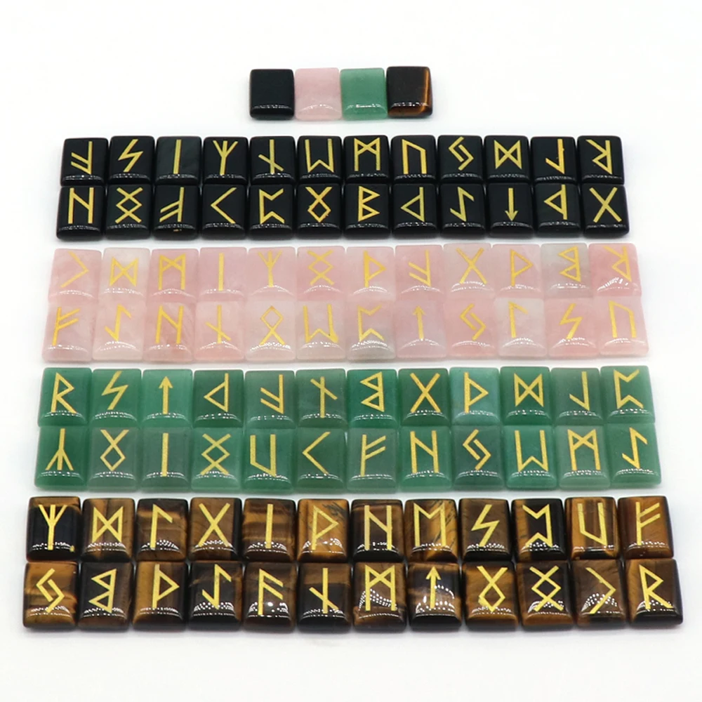 Natural Rune Set - 25pcs/lot for Divination Crystal Agate, Fortune-telling, Heaven Book Stone - Energy Reiki Healing, Chakra Specimen Decor with Witch Runes