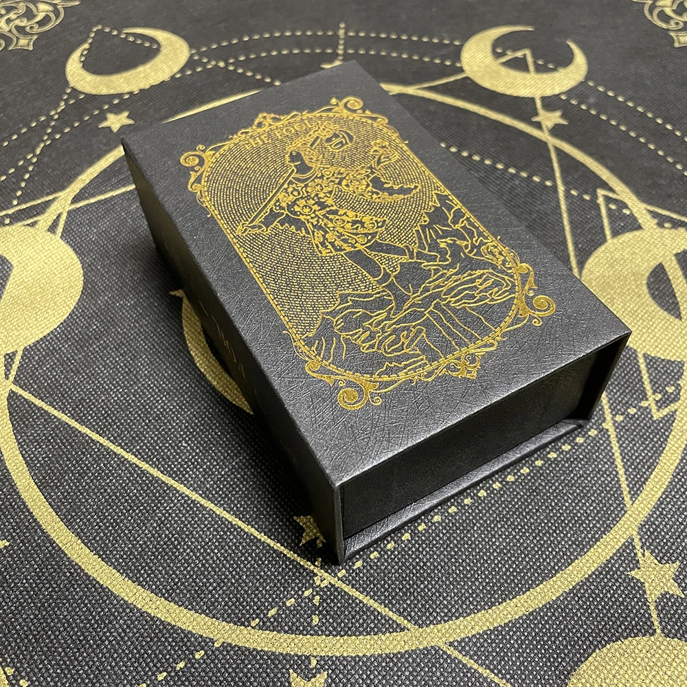 12x7cm Golden Tarot Deck in Box - English Affirmation Sturdy Cards for Beginners with Paper Guide Book Cover Prophet - Beautiful Tarot Decks