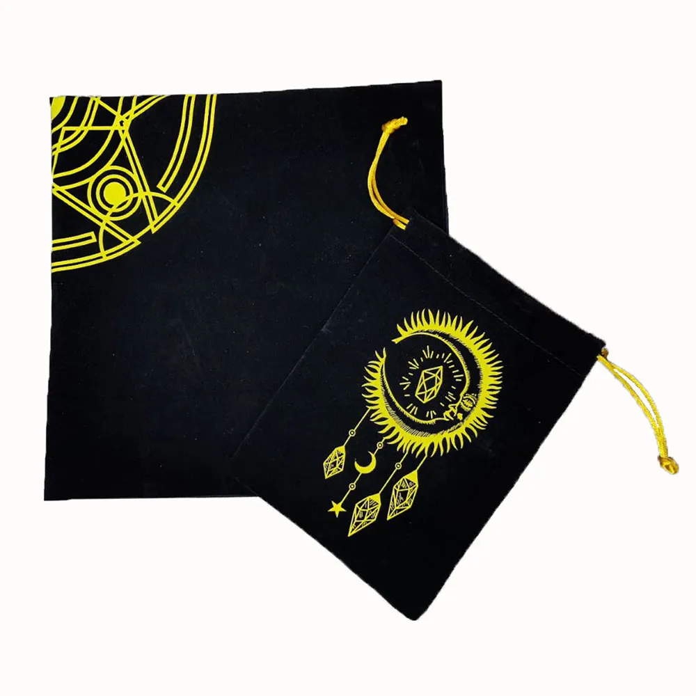 Deluxe Sun Gift Box Set with Gold Foil Tarot - Beautiful Tarot Decks - 12 * 7cm Stamping PVC, Waterproof, Wear Resistant Board Game Card in Feather Black Gold Design