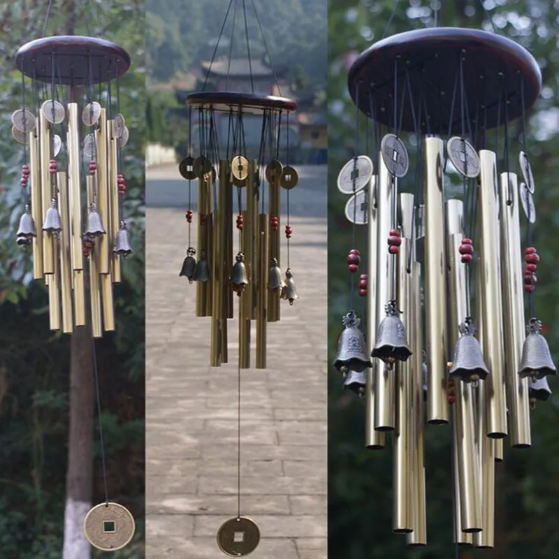 Antique Copper Wind Chimes - Outdoor Living Decor for Yard, Garden, and Home - Memorial Windchime Wall Hanging with Tubes and Bells
