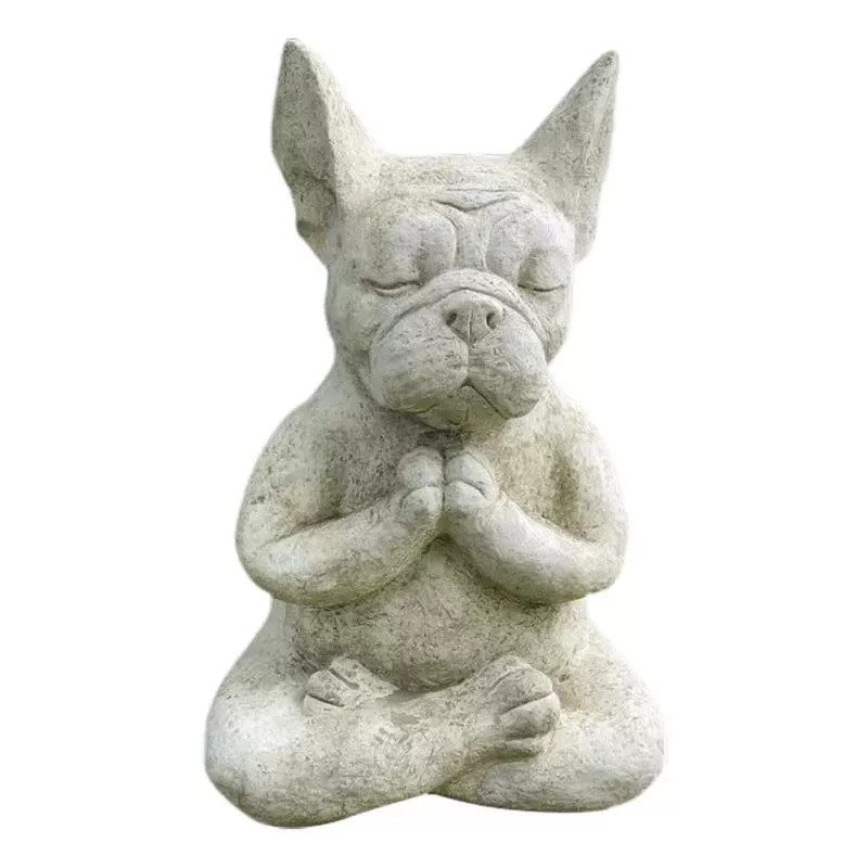 Zen French Bulldog Sculpture - Waterproof Yoga Pose Meditation Dog Resin Statue Ornaments for Garden Decoration - Exquisite Crafts Figurine