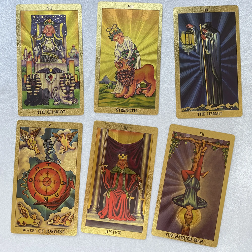 12x7cm Golden Tarot Deck in Box - English Affirmation Sturdy Cards for Beginners with Paper Guide Book Cover Prophet - Beautiful Tarot Decks