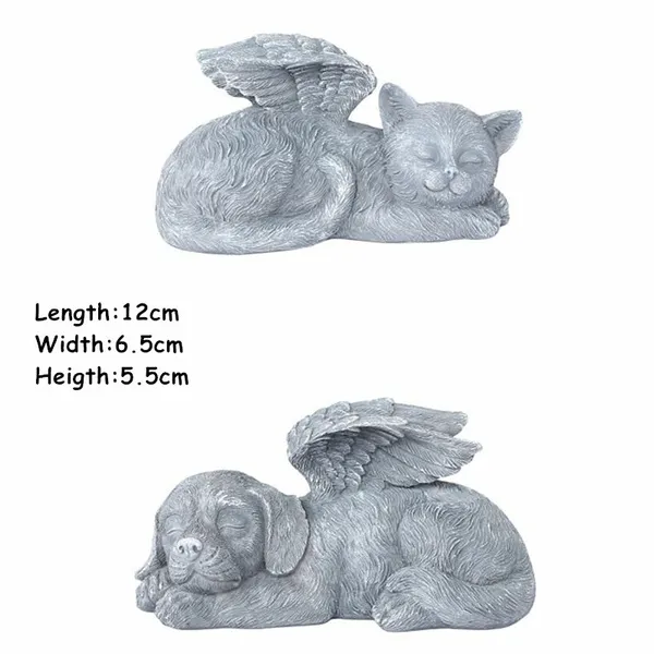 Resin Angel Dog Cat Statue for Garden Decor - Adorable Puppy Tombstone Sculpture Ornaments - Perfect Gifts for Yard and Home Decoration