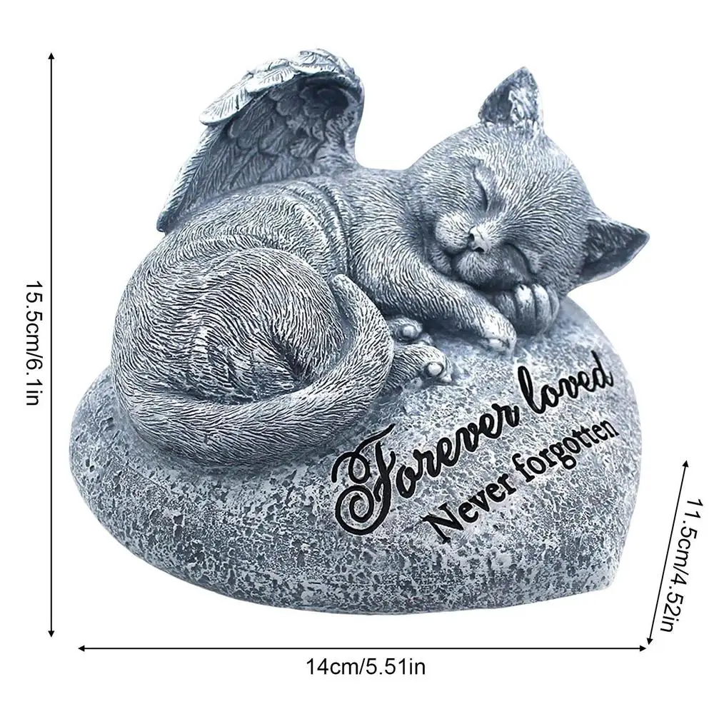 Customizable Cat Memorial Stone - Outdoor Garden Decor Statue for Sleeping Cat Remembrance - Pet Tombstones for Cat Memorials & Funerals
