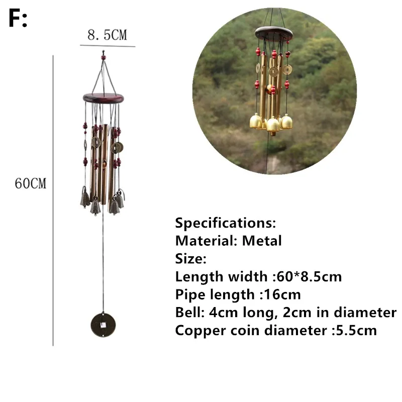 Large Copper Money Wind Chime Pendant - Metal Pipe Wind Chime with Bells and Tubes - Outdoor Yard Garden Home Decoration - Unique Memorial Wind Chimes