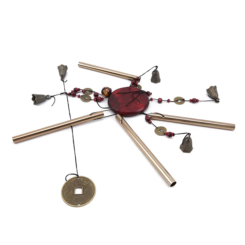 Large Copper Money Wind Chime Pendant - Metal Pipe Wind Chime with Bells and Tubes - Outdoor Yard Garden Home Decoration - Unique Memorial Wind Chimes