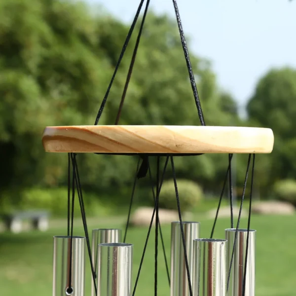 6-Tube Silver Wind Chime Chapel Bells - Memorial Wind Chimes for Home, Garden, and Outdoor Decor - Door and Wall Hanging Ornament - Image 2