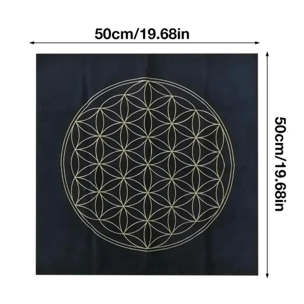 Crystal Lattice Tarot Card Tablecloth - Velvet Divination Altar Cloth for Fortune Telling, Astrology, and Oracle Cards - The Flower Of Life Design - Image 4