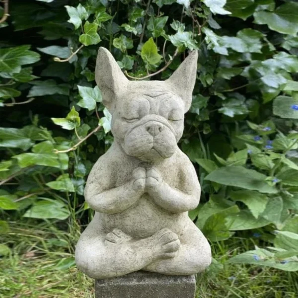Zen French Bulldog Sculpture - Waterproof Yoga Pose Meditation Dog Resin Statue Ornaments for Garden Decoration - Exquisite Crafts Figurine - Image 3