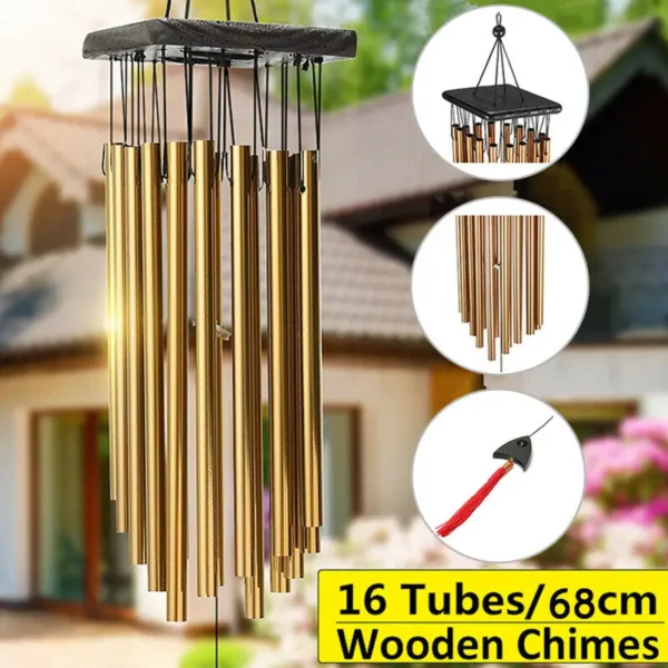 Large Bells Wind Chimes - Creative 16 Tubes Memorial Windchime for Home and Garden Outdoor Decoration - Image 2